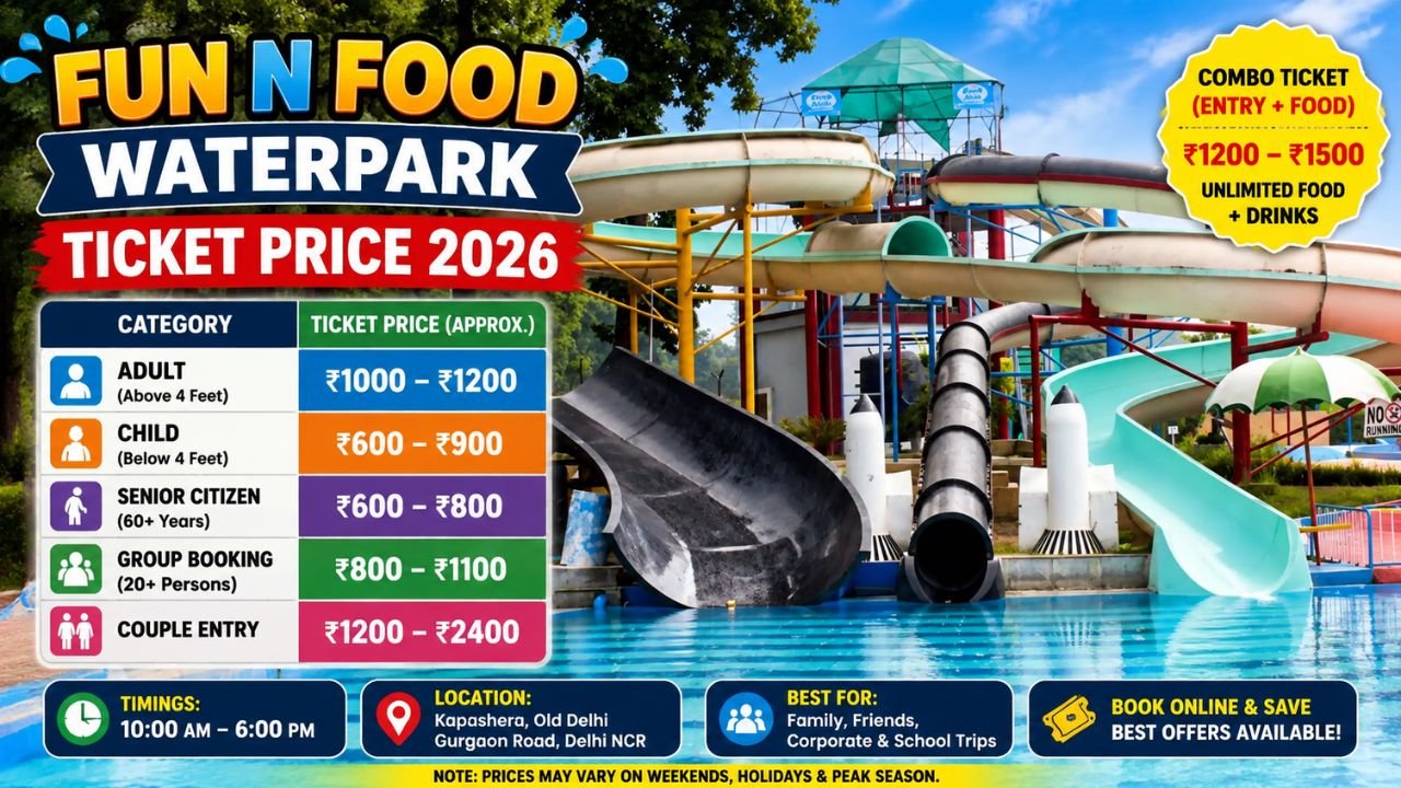 Fun N Food Waterpark Ticket Price 2026 – Complete Guide, Offers, Food & Booking Details