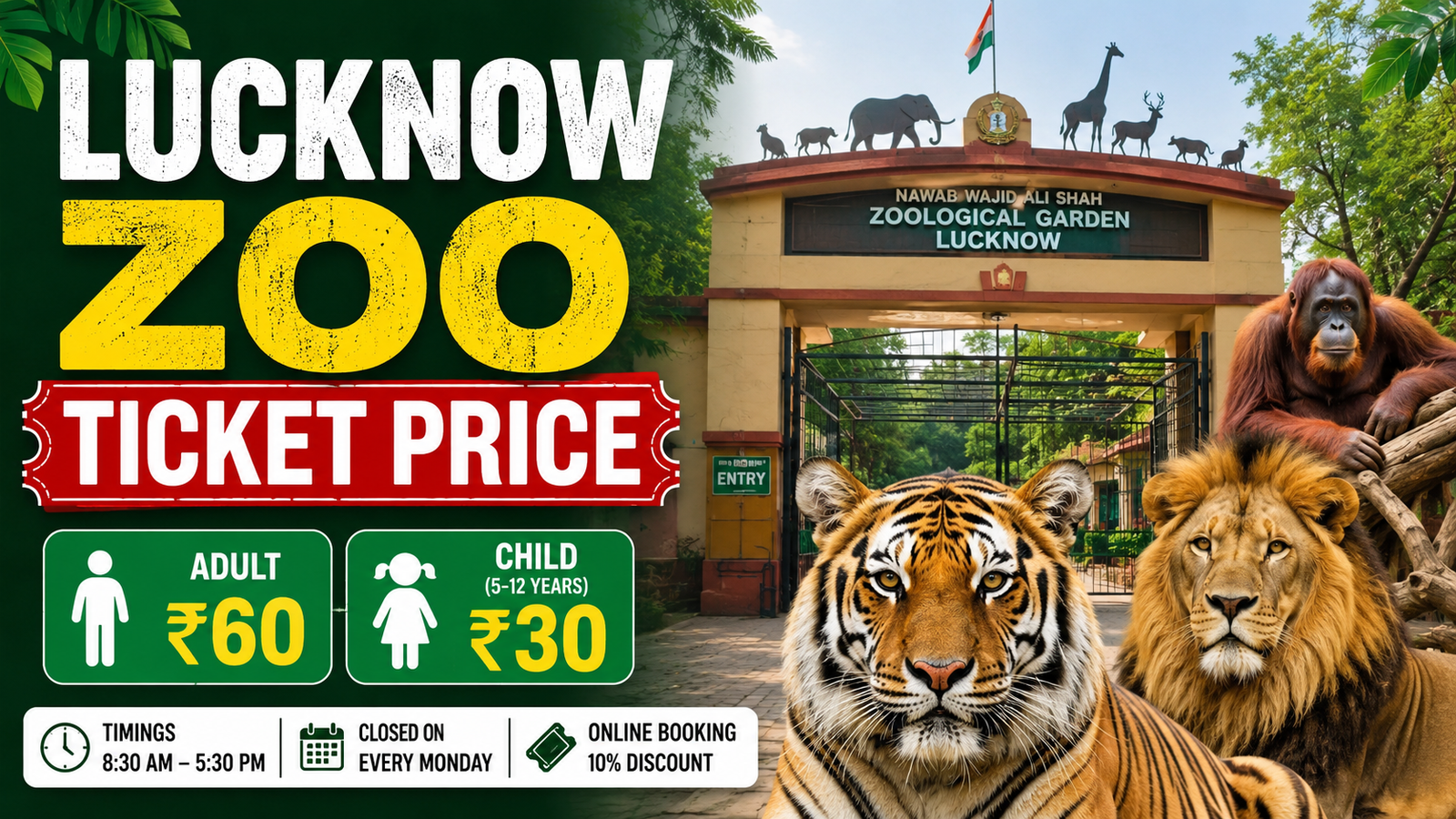 Lucknow Zoo Ticket Price 2026: Entry Fee, Timings, Animals & Complete Visitor Guide
