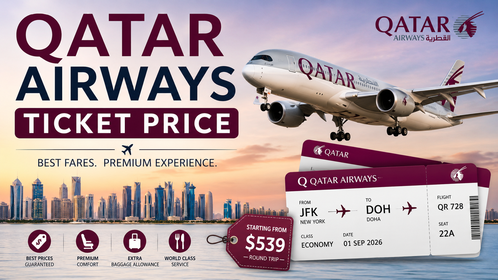 Qatar Airways Ticket Price 2026: Routes, Cheapest Months & Booking Hacks