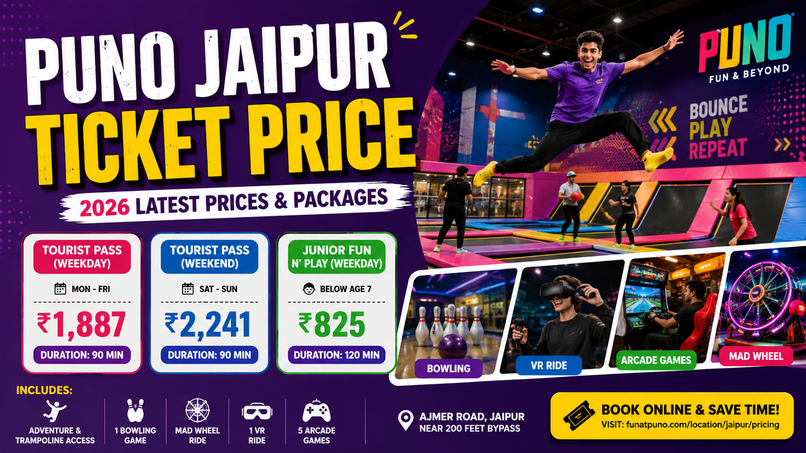 PUNO Jaipur Ticket Price 2026: Adult, Kids & Weekend Rates