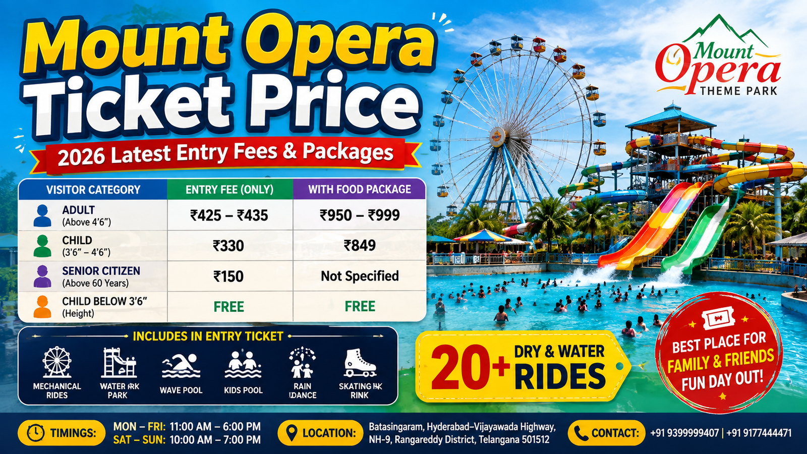 Mount Opera Ticket Price 2026: Entry Fee, Food, Rides & Timings
