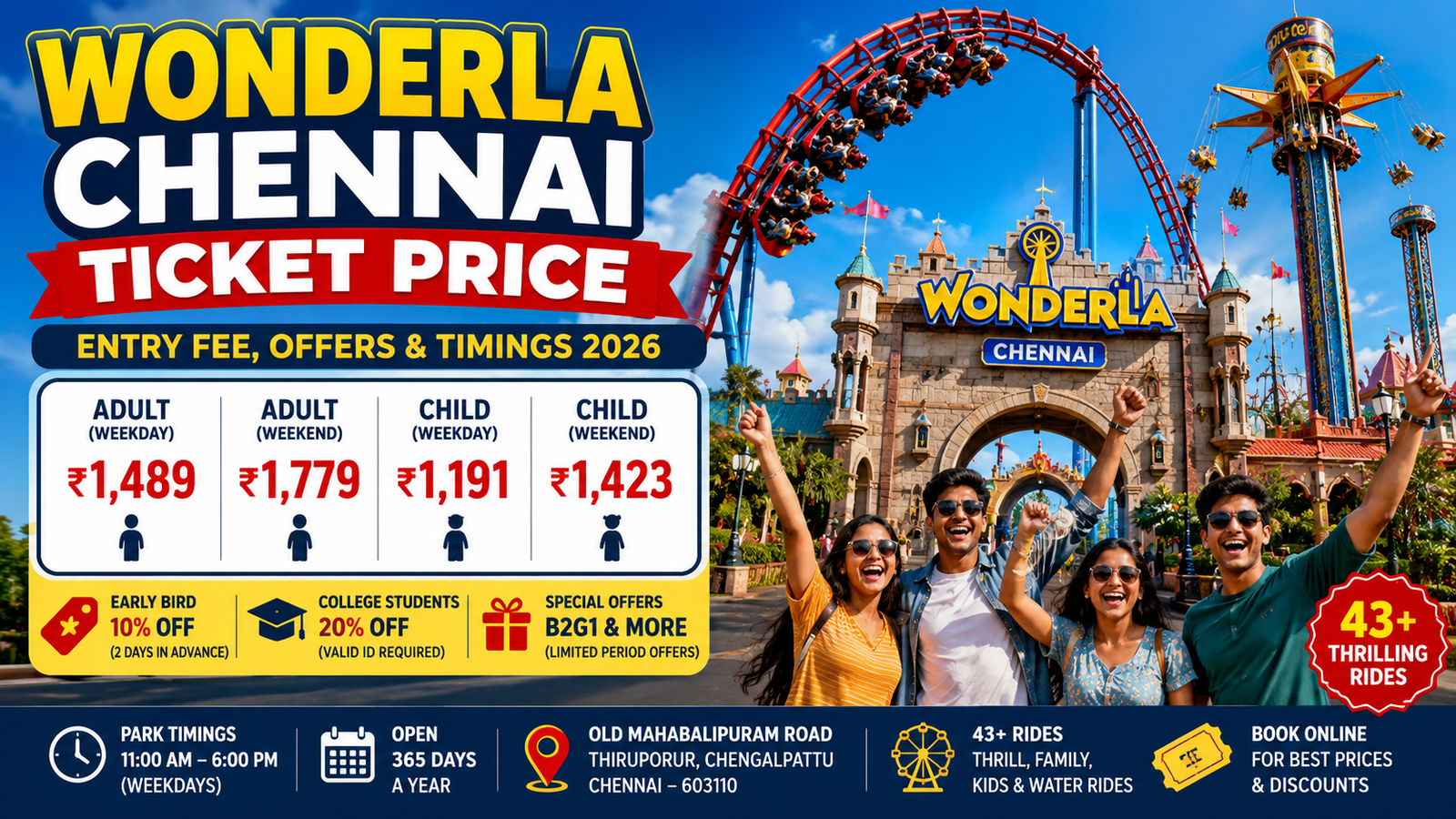 Wonderla Chennai Ticket Price