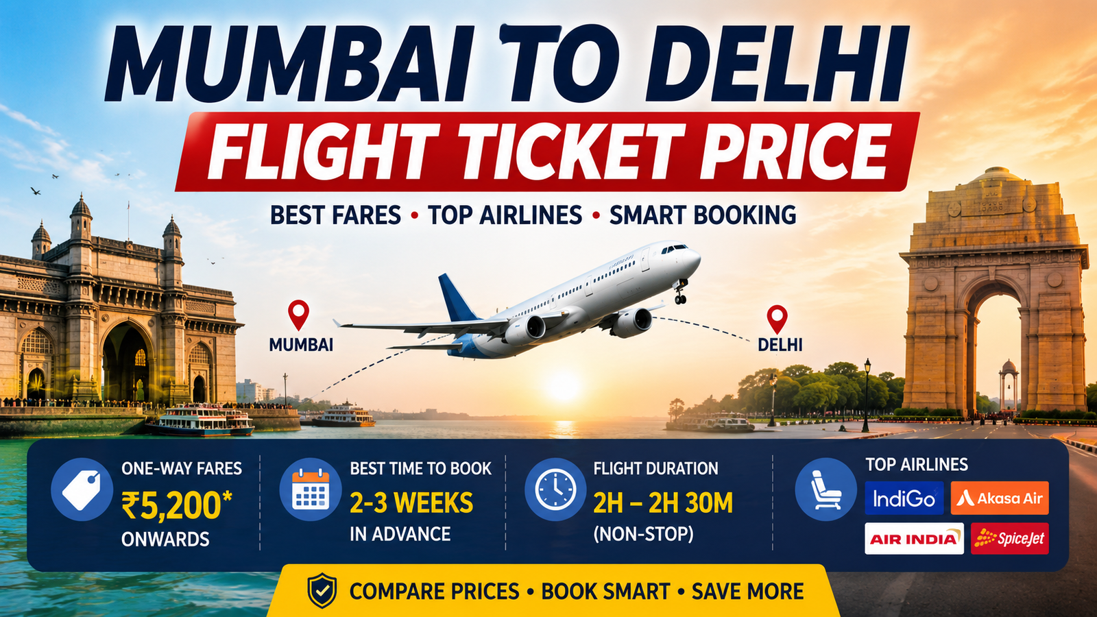 Mumbai to Delhi Flight Ticket Price 2026: What You’ll Actually Pay